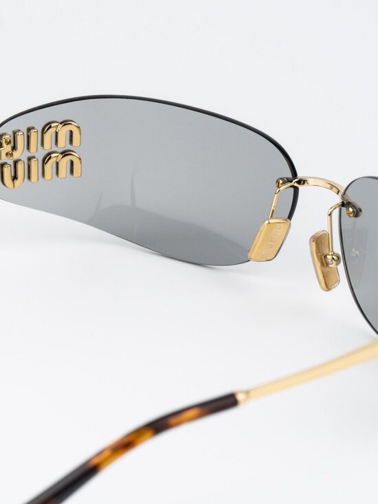Miu Miu Women Sunglasses Gold Grey Rectangle Rimless MUA51S 5AK50K NEW AUTHENTIC main image 4